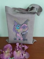 Transform Your Cotton Bag with Owl in Color Free Embroidery Design