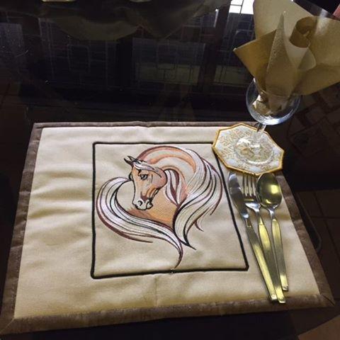 Table napkin with Horse heart embroidery design