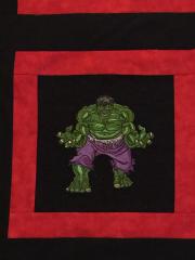 Quilt block with Incredible Hulk machine embroidery design