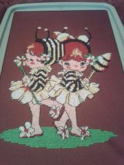 Funny bees cross stitch free embroidery design