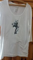 Shirt with Doberman free machine embroidery design