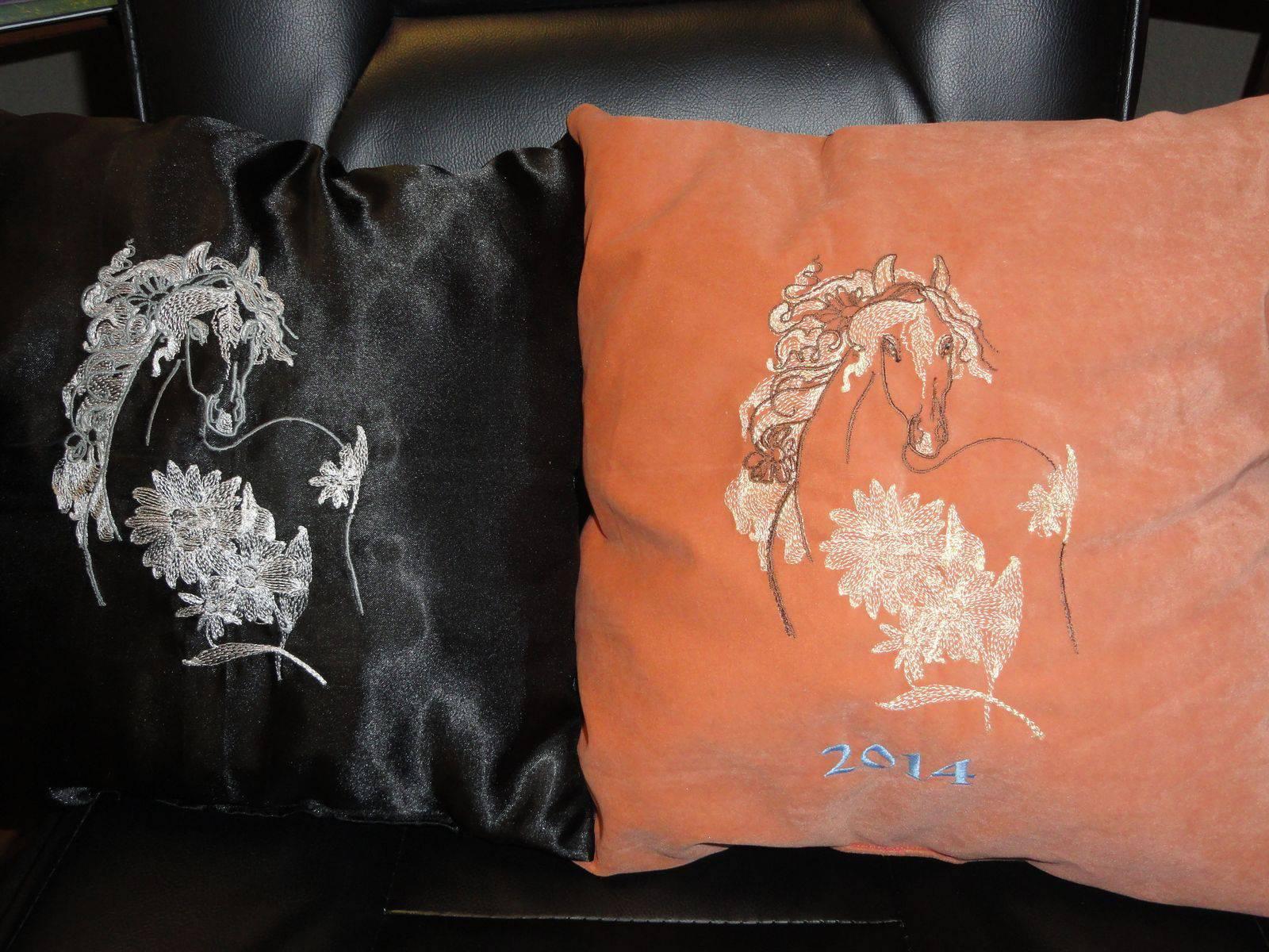 Horse design embroidered on pillows