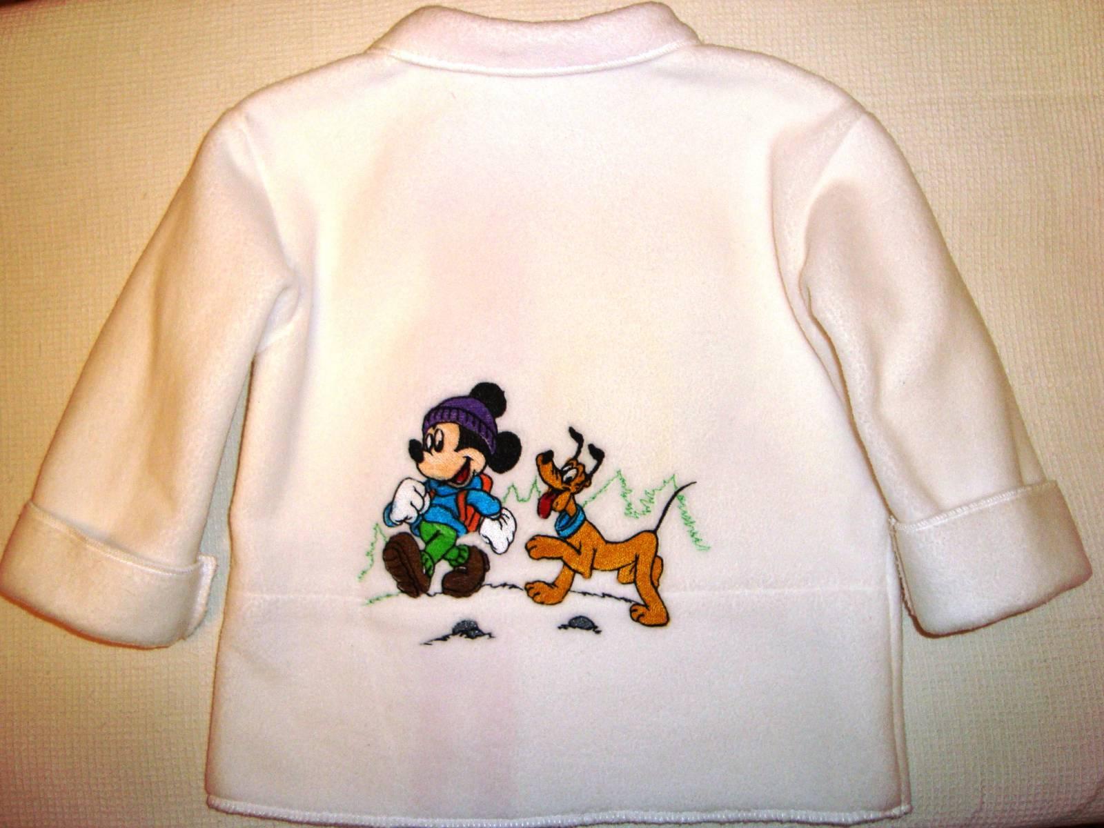 Baby jacket with Mickey Mouse and Pluto embroidery design