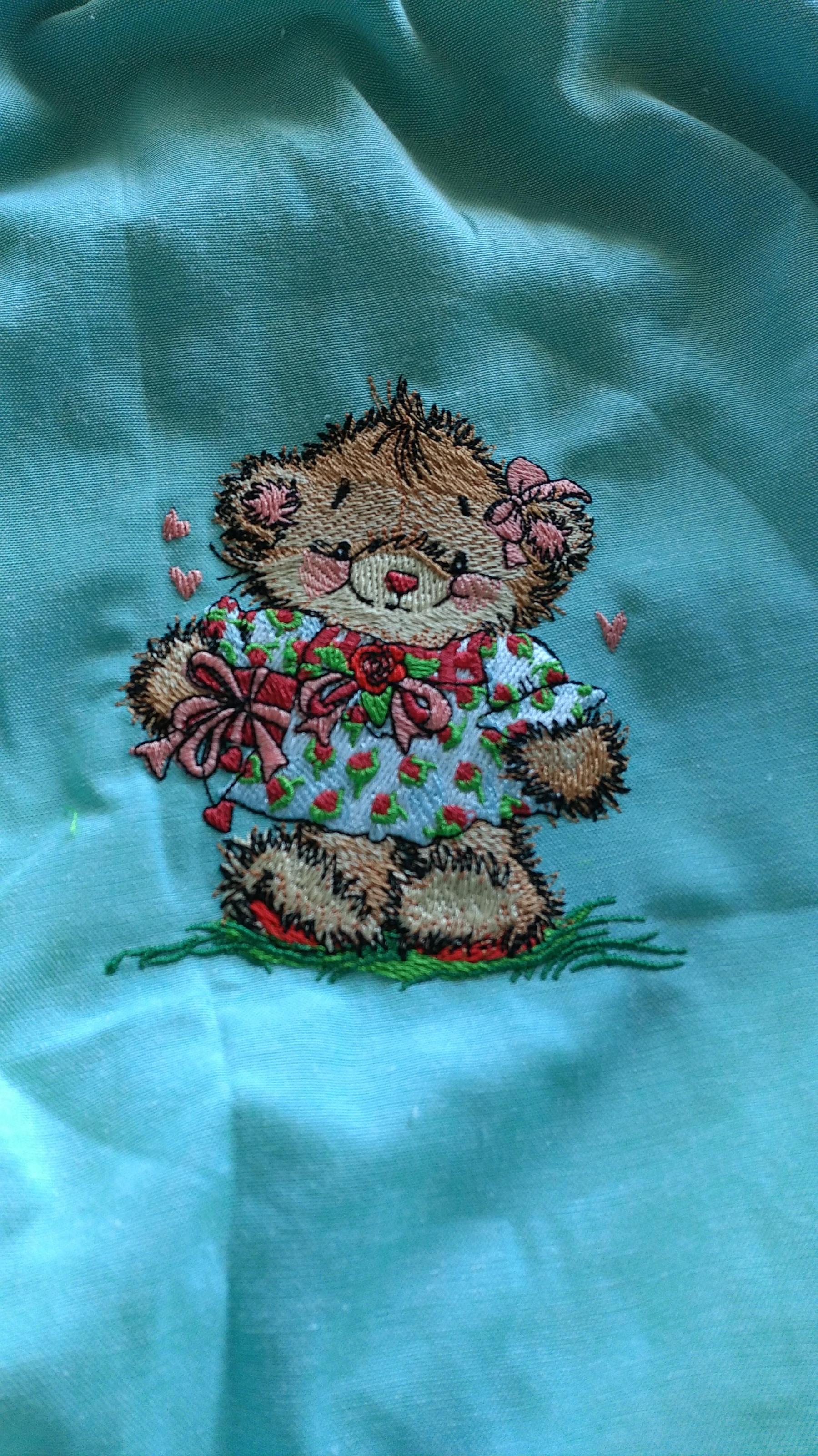 Cute bear girl embroidered design