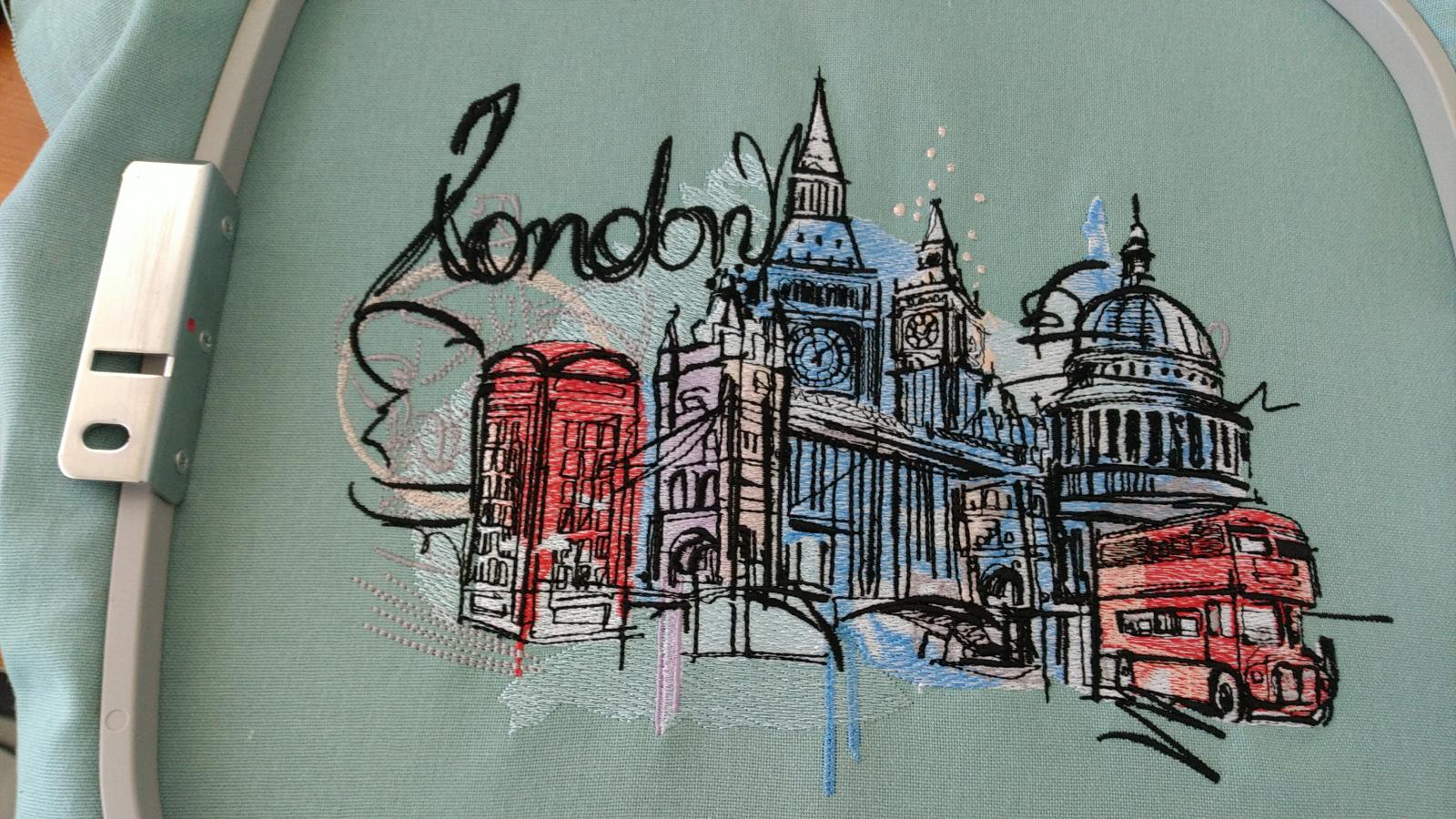 London city sketch embroidery design