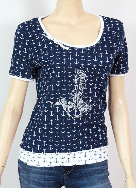 Womens blouse with anchor embroidery design