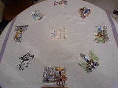 Tablecloth with Paris view embroidery designs