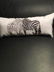 Cushion with two zebras free machine embroidery