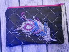 Crafting Small Bags with Elegant Feather Embroidery Design
