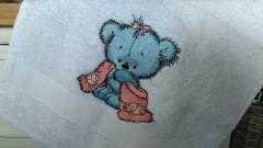 Teddy Bear After Shower Embroidery Design: Perfect Gift for Newborns