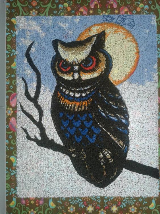 Carpet with owl photo stitch free embroidery design