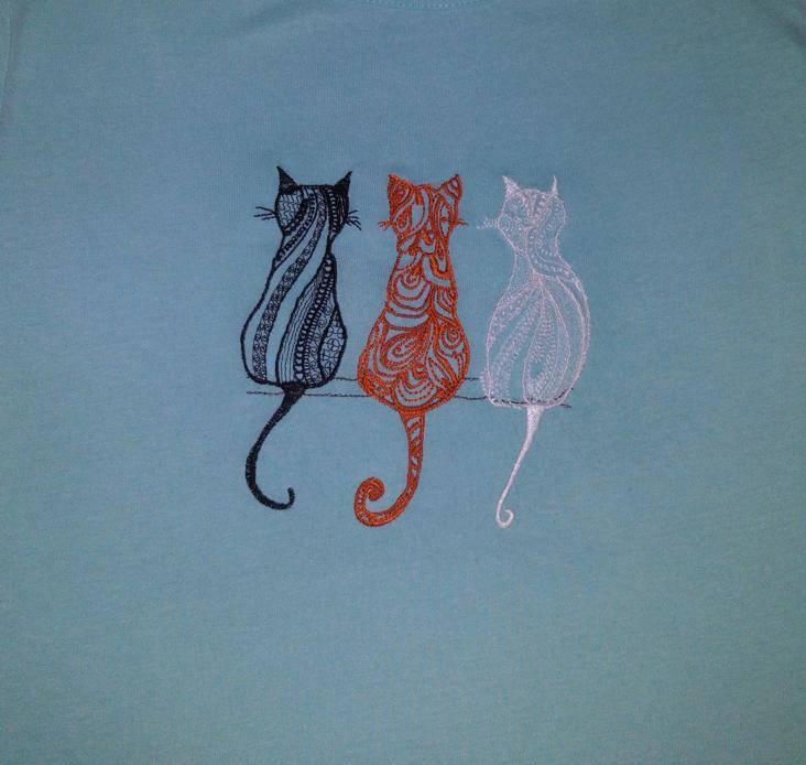 Three cats machine embroidery design