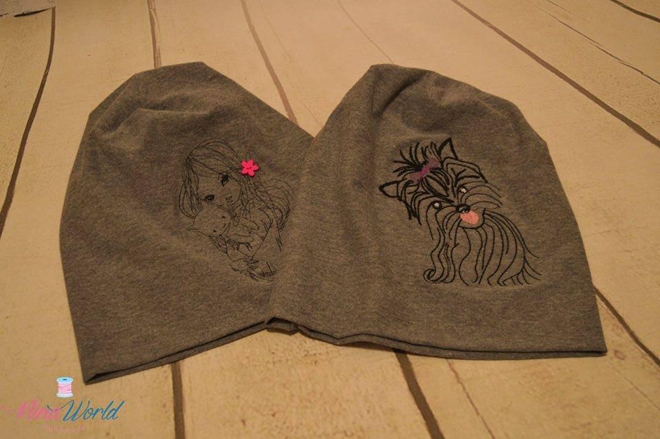 Winter hat with dogs embroidery designs