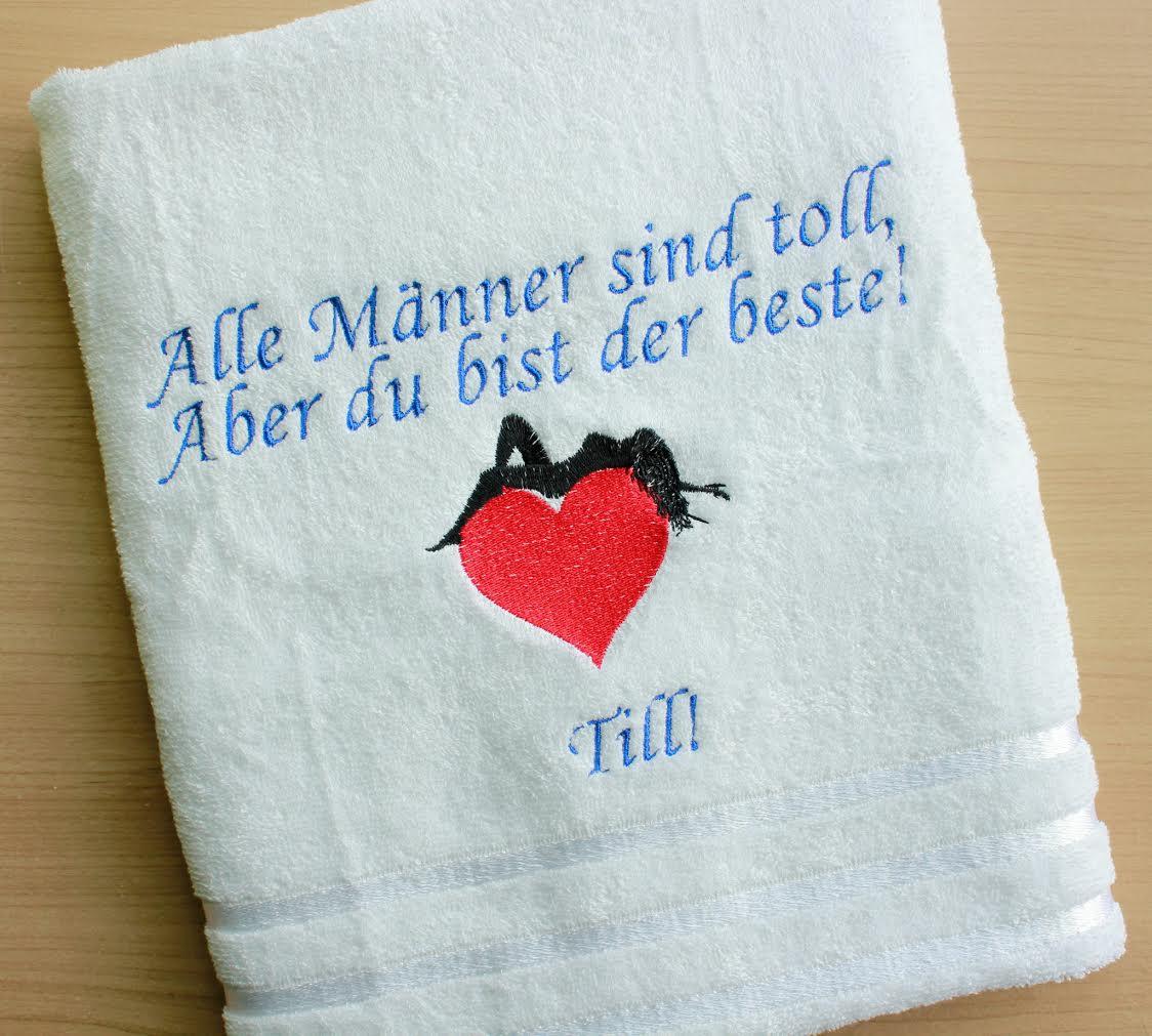 Embroidered towel with  I'm in Your Heart design
