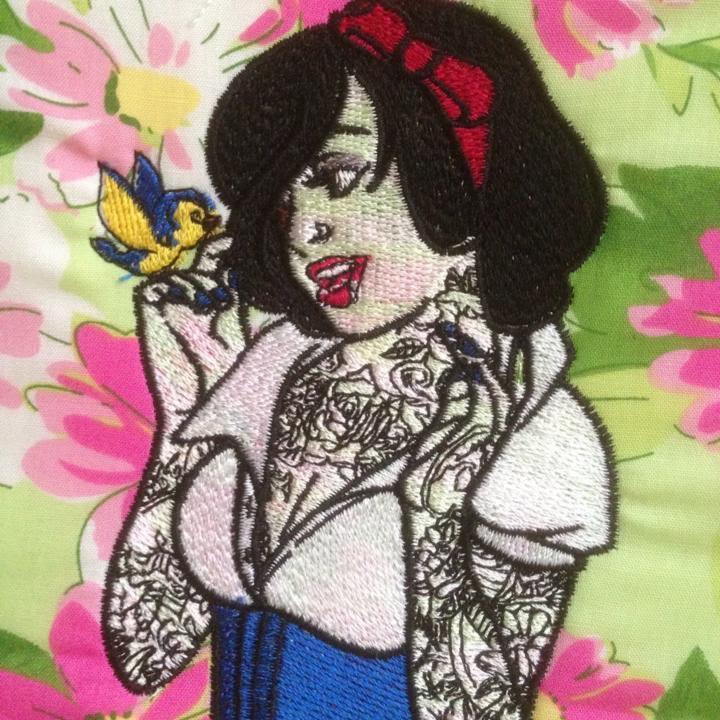 Modern Snow White machine embroidery design