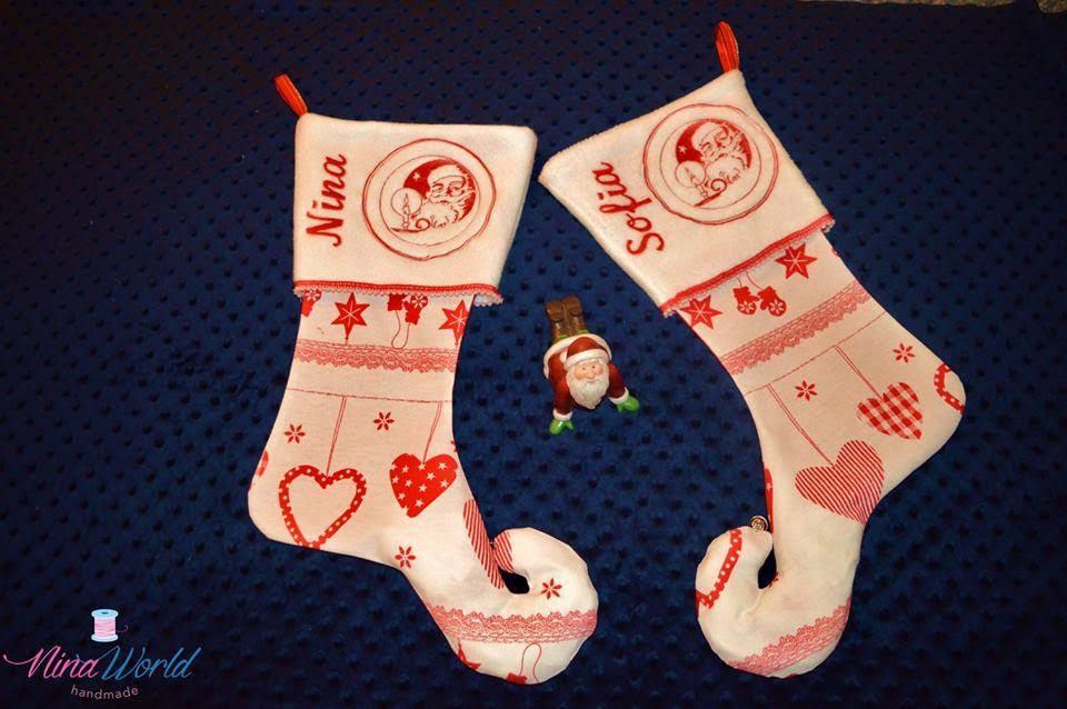 Christmas socks with Santa Claus embroidery design