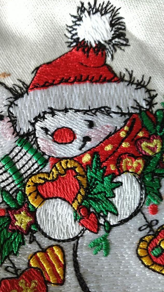 Snowman in cap embroidery design
