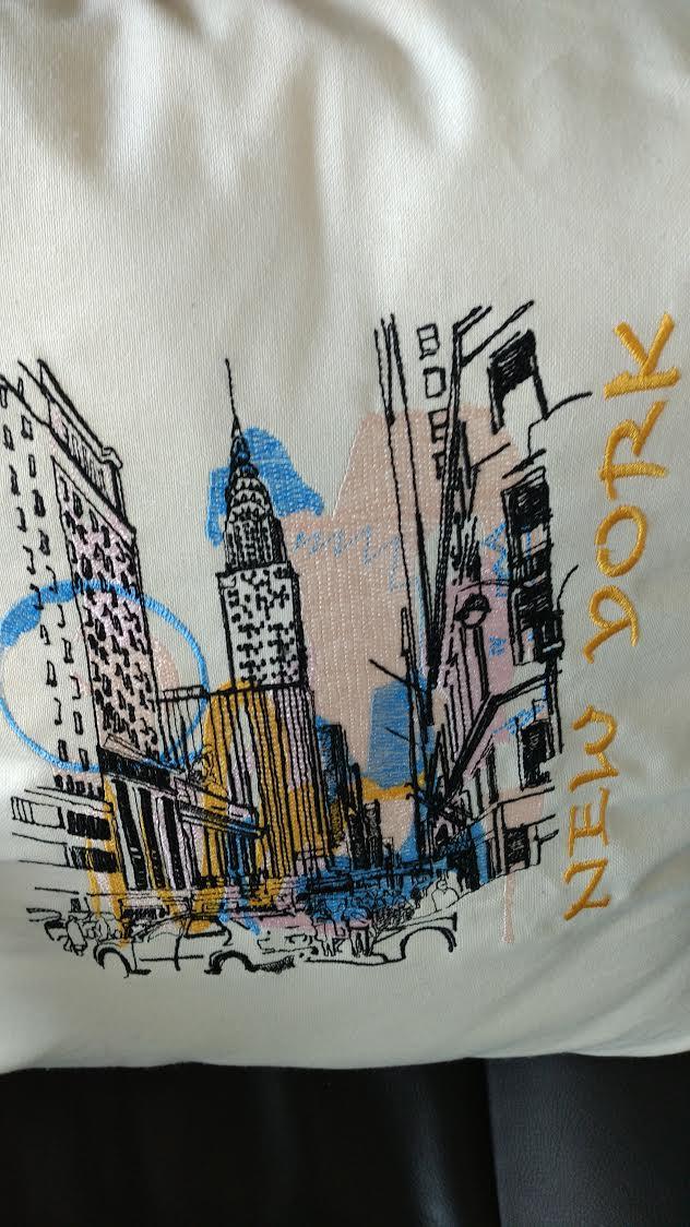 View of New York embroidery design