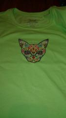 Mexican cat on the t-shirt machine embroidery design