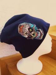 Knitted hat with Tattooed scull embroidery design