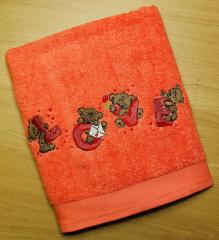 Towel with Teddy Bear Love letters embroidery design