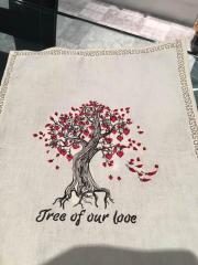 Napkin with Tree of our love machine embroidery design