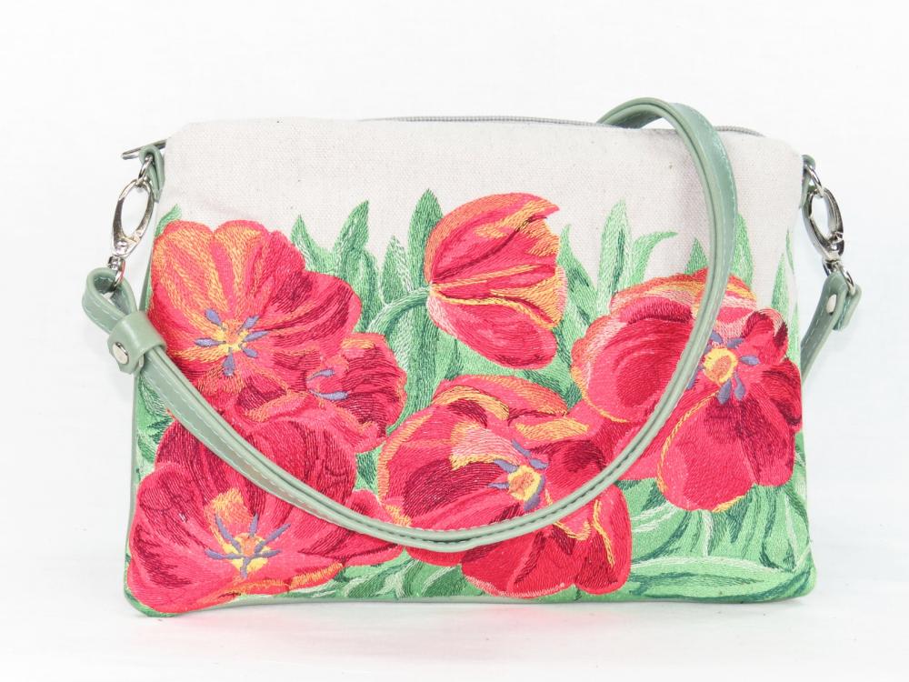 Leather and Tapestry Red Tulips Cross Body Bag.JPG