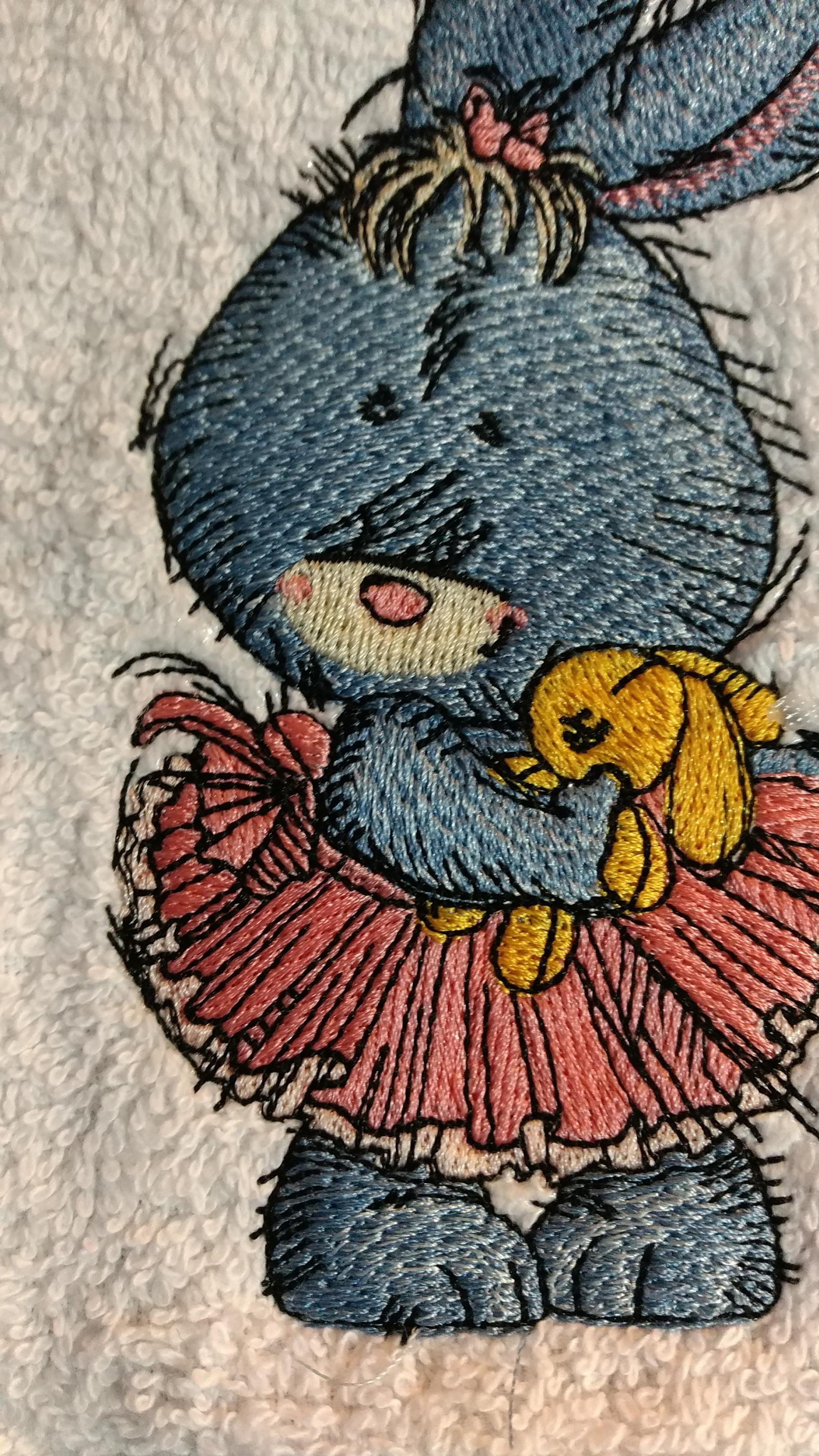 Bunny with tutu skirt embroidery design