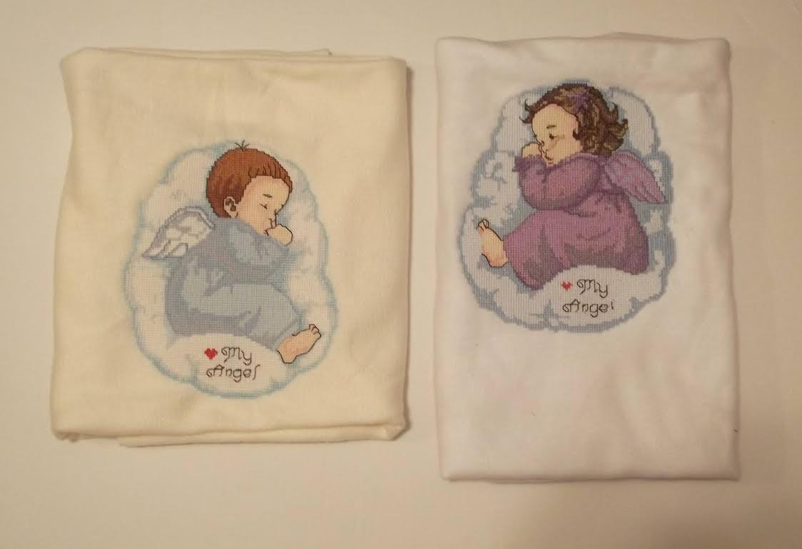 Embroidered bed linen with sleeping angels free designs