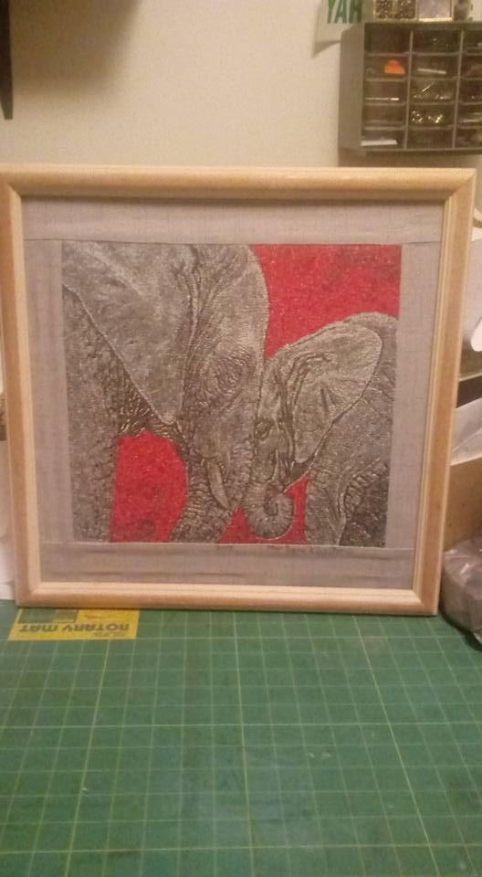 Embroidered picture of two elephants free design