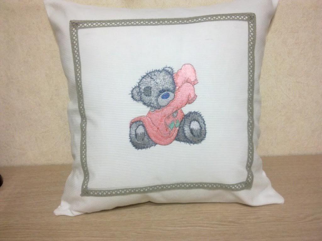 Embroidered pillow Teddy Bear in pajama