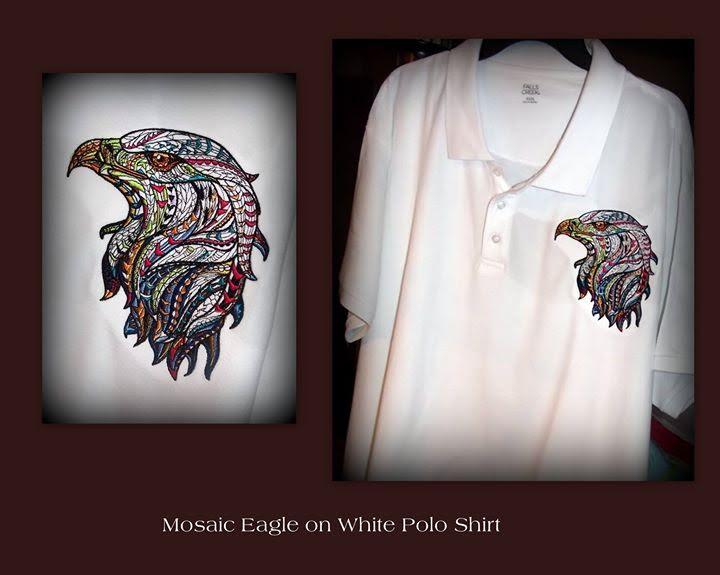 Embroidered polo with head of eagle design