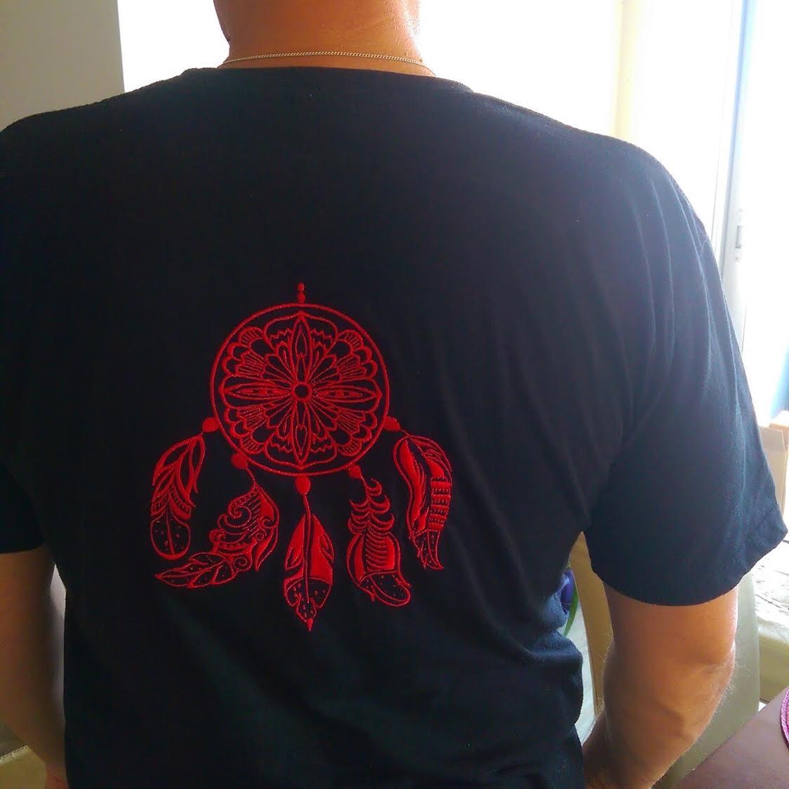 Embroidered t-shirt with dreamcatcher design