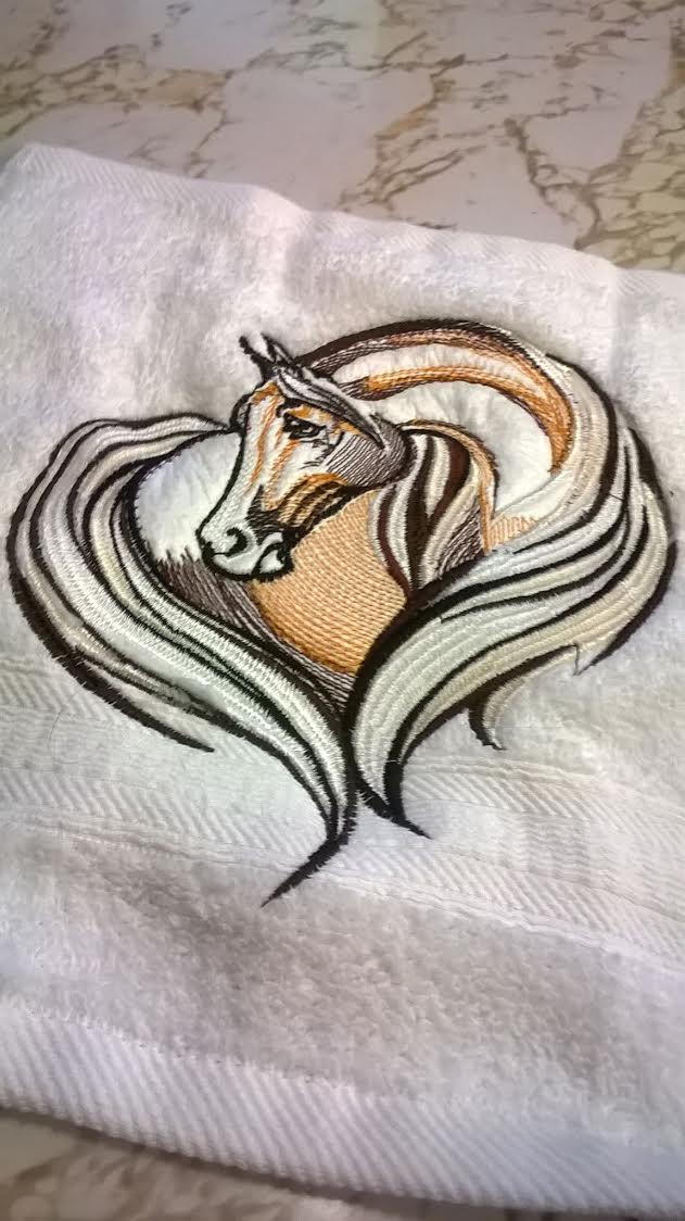 Towel with Horse heart embroidery design