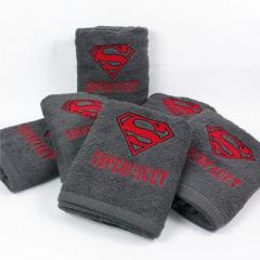 Set of man's embroidered towels with Superman design