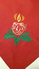 Napkin with Christmas candle free embroidery design
