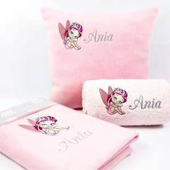 Bed linen set with little fairy embroidery design