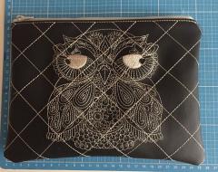 Embroidered wallet with lace owl design