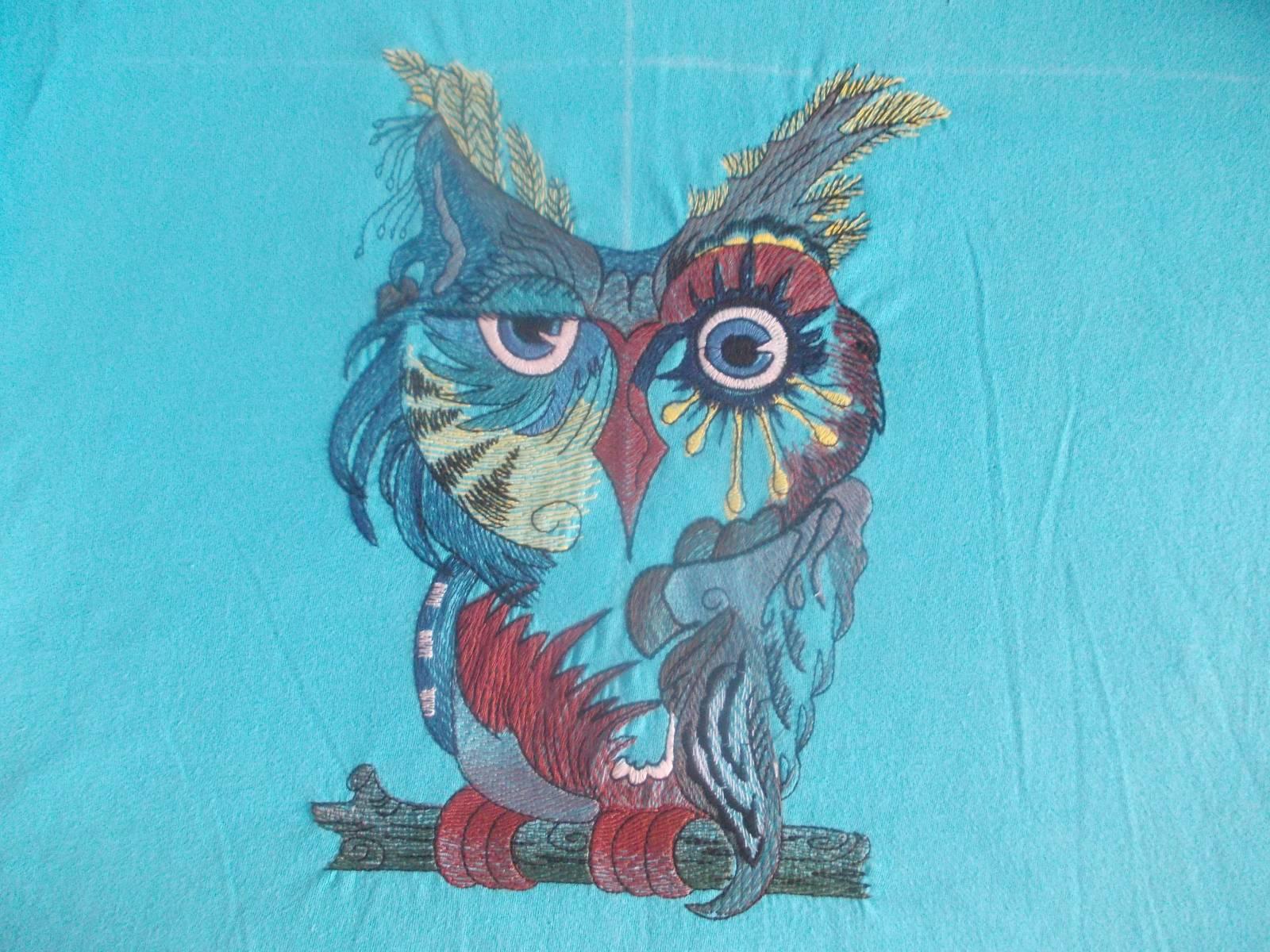Multicolored owl machine embroidery design