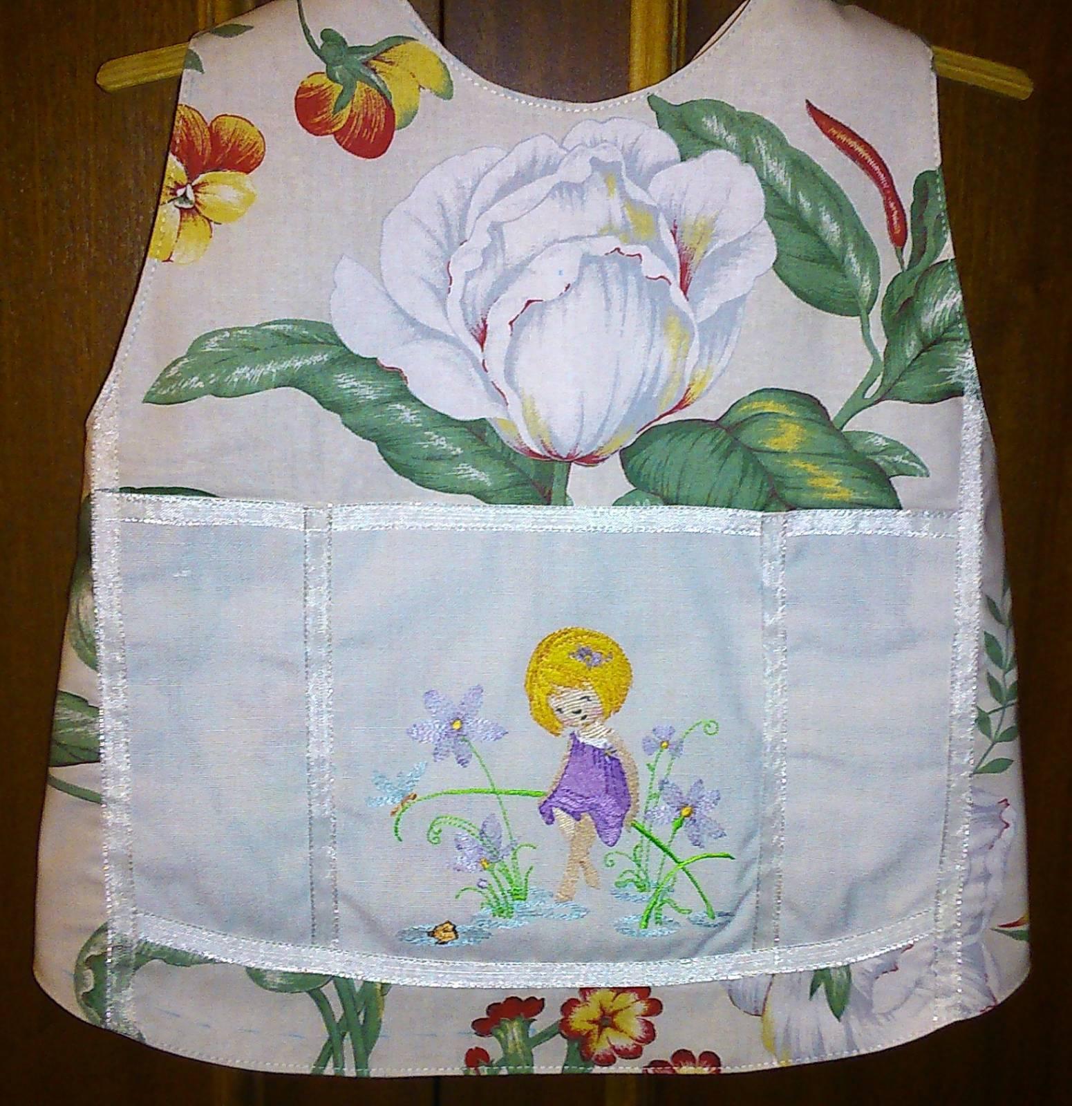 Kitchen apron with Tiny girl embroidery design