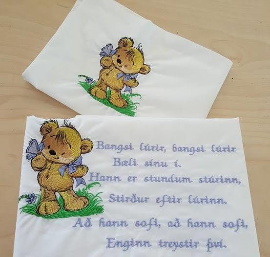 Embroidered postcard with Teddy bear design