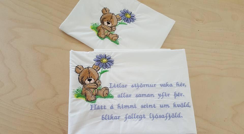 Embroidered greeting card with Teddy bear design