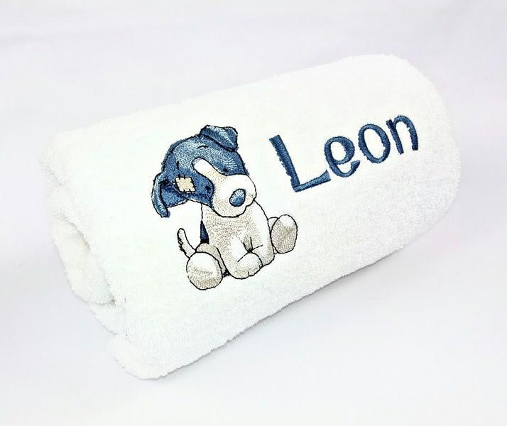 Embroidered towel with cute  Chase dog design