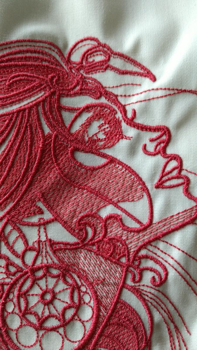 Fragment of spiritual girl embroidery design