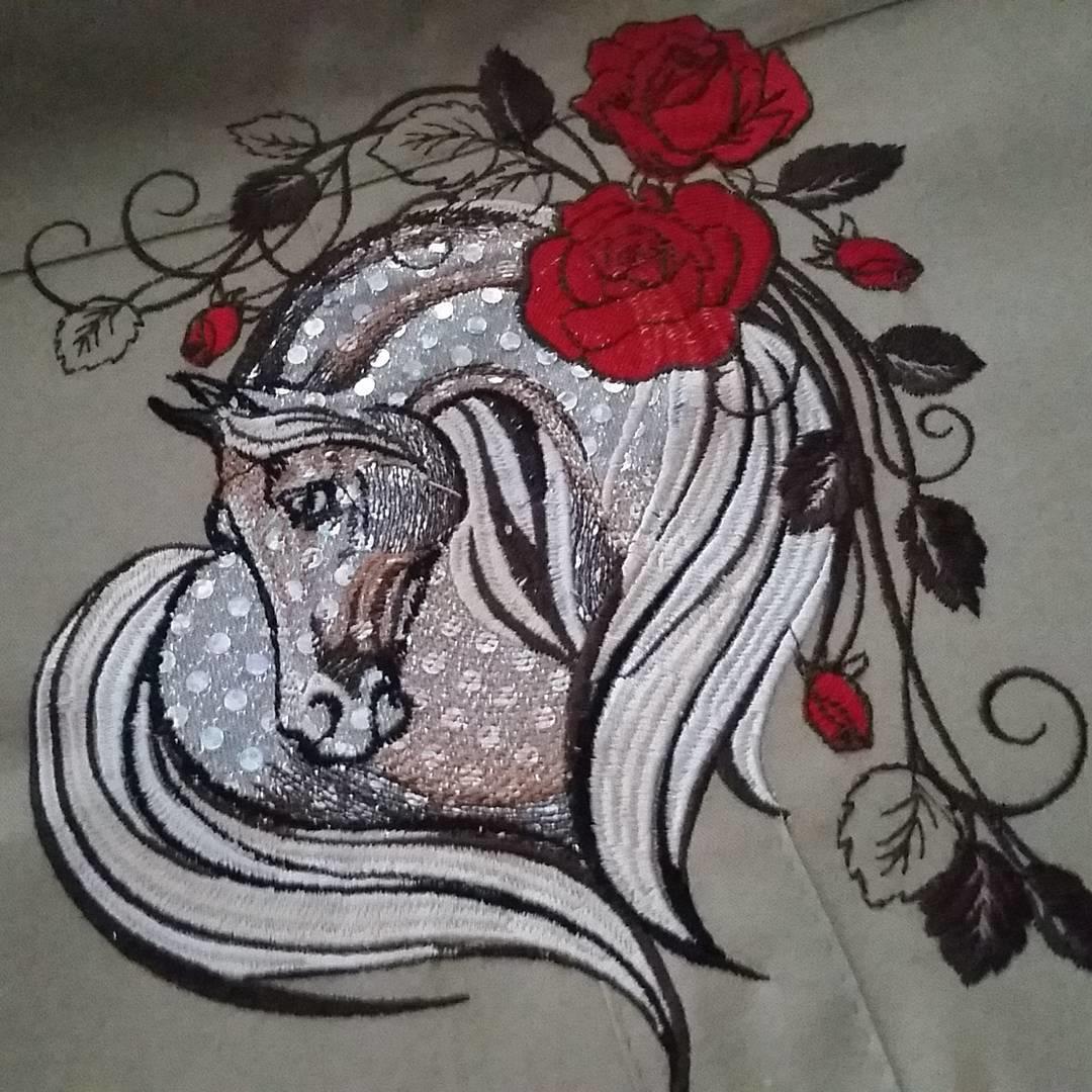 Horse heart embroidery design  showcase with fauna embroidery
