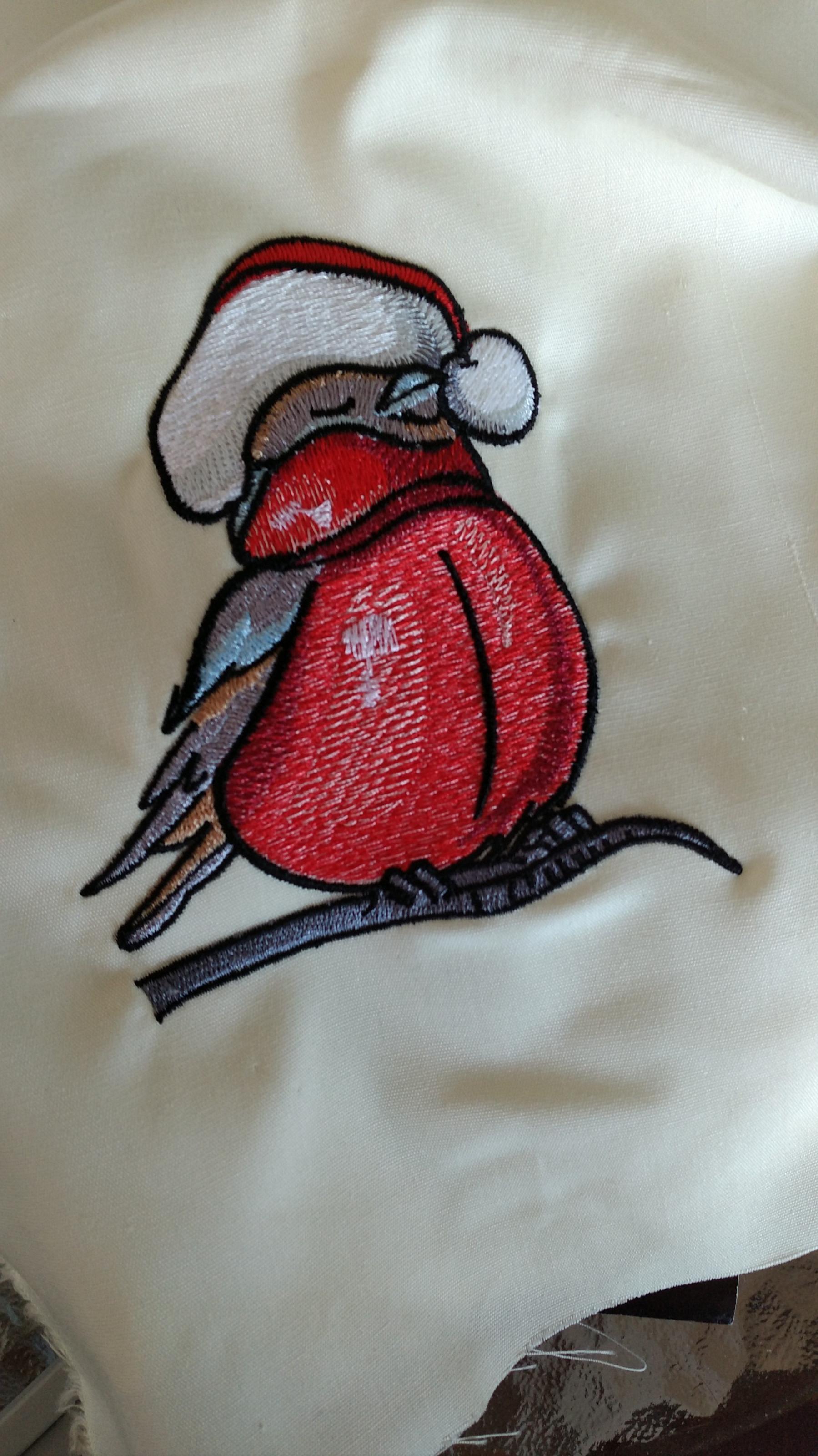 Winter bullfinch embroidery design