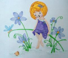 Flower fairy machine embroidery design