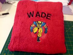 Wolverine embroidery design on the bath towel