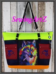 Vibrant Wolf Embroidered Bag: A Bold Artistic Statement Piece