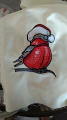 Red bullfinch embroidery design